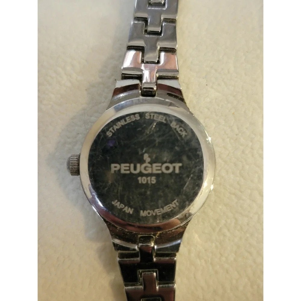 Peugeot Quartz Watch – Black Dial‎ – Silver Tone Bracelet – As-Is